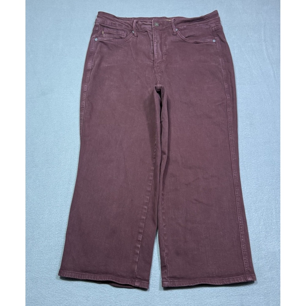 Judy Blue Jeans Womens 14W (32x23) Wide Leg Capri Highrise Burgundy USA Boho